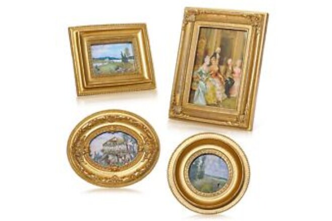 4 Pcs Vintage Picture Frames Mini Antique Picture Frame Small Gold Luxury Ant...