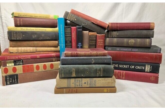 Lot of 10 Books Random Mixed Color - Old Vintage Antique Distressed Hardcover