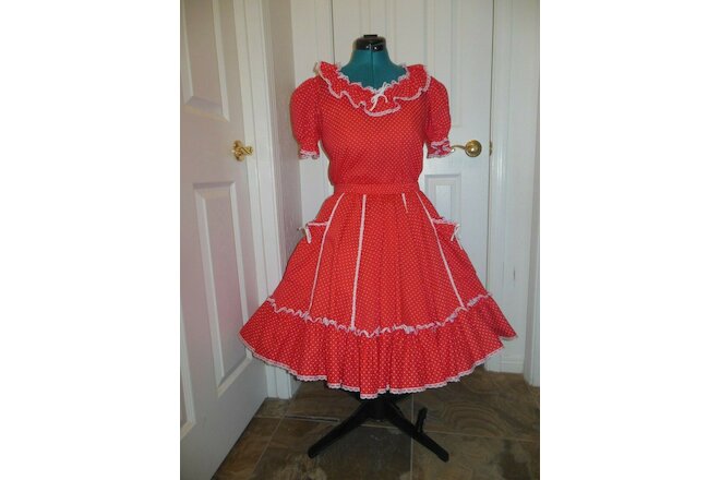 Malco Modes Square Dance Outfit Costume Women Small - Blouse and Skirt 20" Red