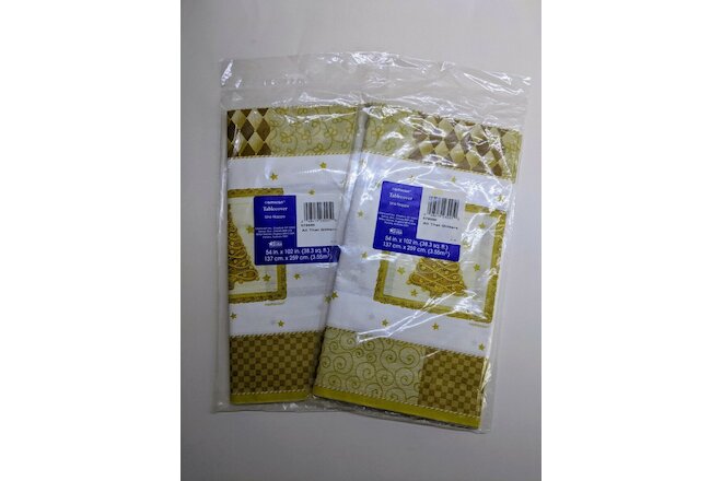 Christmas Paper Tablecloth "All That Glitters" Gold amscan 54" x 102" LOT 2