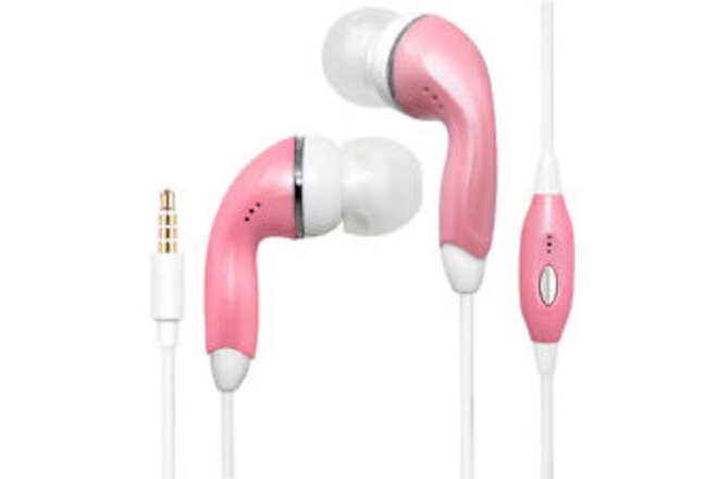 Pink Stereo Universal Earphones Remote Control with Mic. Handsfree  Headset
