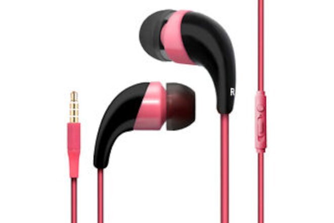 Pink Universal 3.5mm Earbuds with Microphone and Playback Control Stereo Headset