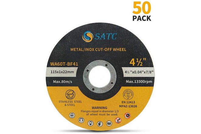50 Pack Cut Off Wheels 4-1/2" Metal & Stainless Steel Angle Grinder Cutting Disc