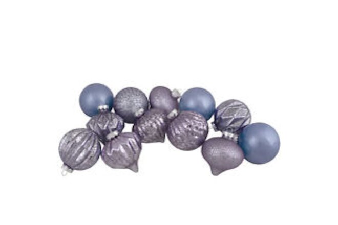 Northlight Set of 12 Purple Tone Finial and Glass Ball Christmas Ornaments