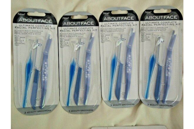 AboutFace by Kai Japan Facial Razor Kit  4 Packs of 3 Shavers  12 Total