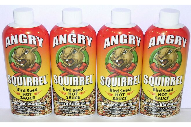 Angry Squirrel Bird Seed Hot Sauce 8 oz by Harris Lot of 4 Bottles Feeder Supply