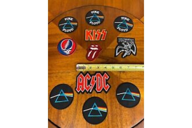 Lot of 11 HARD ROCK "IRON-ON PATCHES"  PINK FLOYD*ZEPPELIN*STONES*DEAD*ACDC*KISS