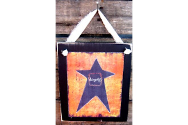Simplify Star Hanging Wall Sign Plaque Primitive Rustic Lodge Cabin Decor
