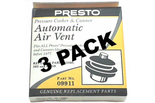 3 Pk, Presto Pressure Cooker Automatic Air Vent 09911