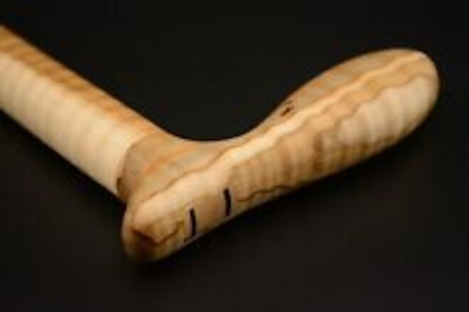 Short Cane Walking stick made from AMBROSIA CURLY MAPLE wood men's women's #1