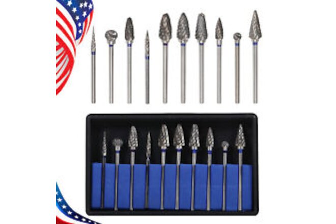10* Tungsten Carbide Steel Dental Burs Burrs Lab Tooth Drill 2.35mm for Grinding
