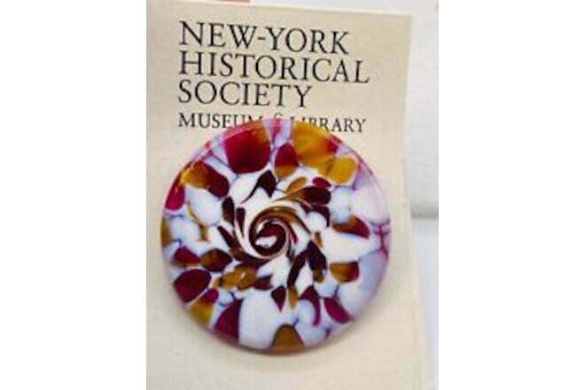 Handmade Glass Pin Brooch Elias New York Historical Society White Red Gold