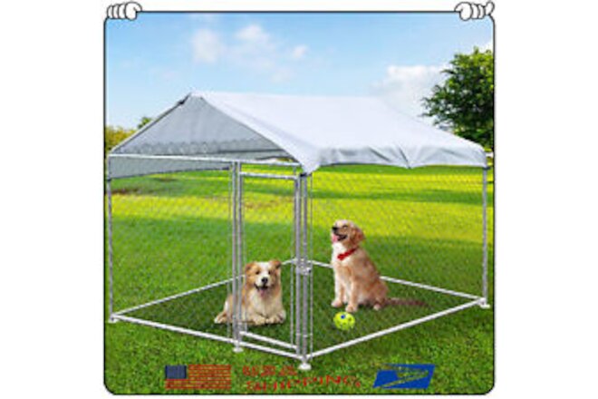 Heavy Duty Outdoor Dog Fence Chain Link Dog Kennel Enclosure Roof with Door