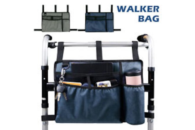 Walker Bag with Cup Holder Large Capacity Storage Pouch Wheelchairs ✑