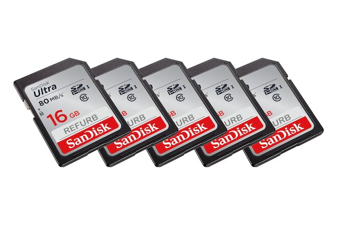 5x Lot SanDisk Ultra 16GB 80MB/s SD SDHC SDSDUNB Camera Card Lot 5 x 16 GB