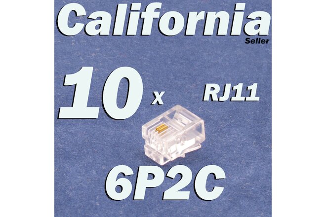 10 X Pcs RJ11 Plug 6P2C Phone Modular Telephone Connector Adapter Crimp RJ 11