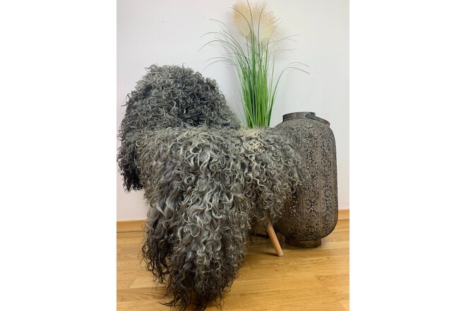 Natural Gotland Sheepskins Curly Grey Fur Rug