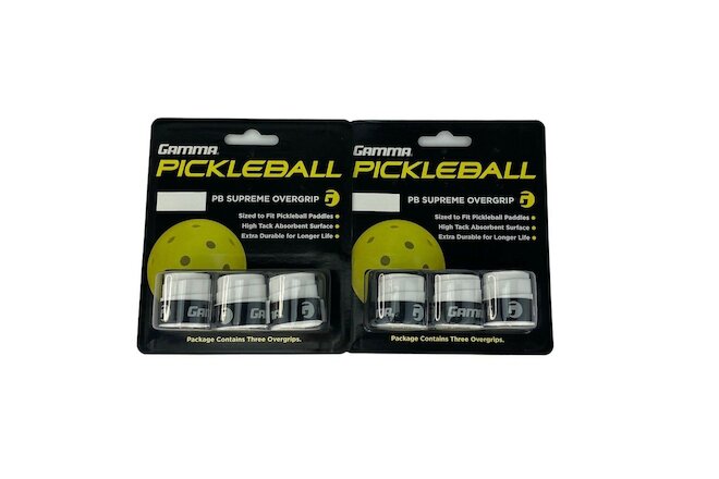 (2)- 3 Ct. Gamma Pickleball Supreme Overgrip Soft Tacky Absorbent Extra Durable