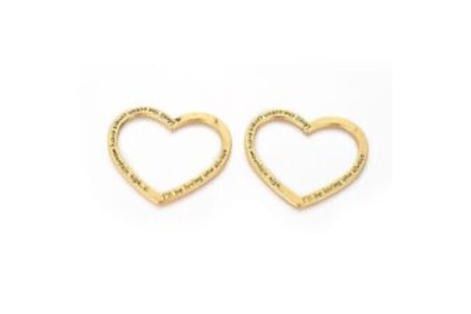 Quote Pendants Word Heart Link Connector Affirmation Rings Antiqued Gold 1/5+