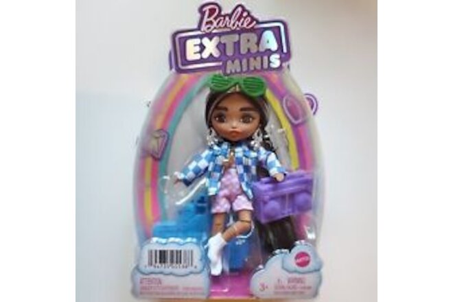 Barbie Extra Minis 5.5" Fashion Doll with Blue & Pink Outfit and Purple Boombox