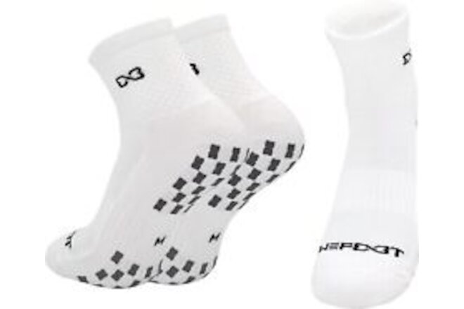 WE FOOT Dual Grip PLUS Ankle Sports Socks Anti-Slip for Men 5-7, White