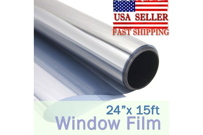 24"x15ft 20% Window Film Privacy Reflective One Way Mirror Tint Home Office UV