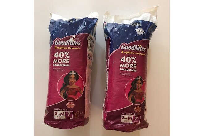 Girls Youth GoodNites NightTime Underwear Diapers 4-8 S-M 14 count 38-65 lbs