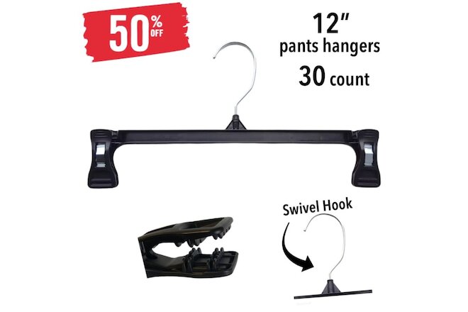 Clothes Hangers - Heavy Duty PANTS Hanger 12" 30 Qty *SALE 50% off (IT#168)