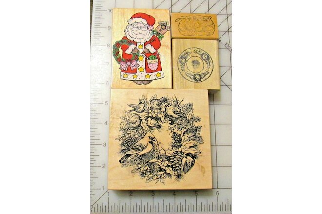 LOT OF 4 CHRISTMAS RUBBER STAMPS PSX HERO ARTS RUBBER STAMPS OF AMERICA SANTA