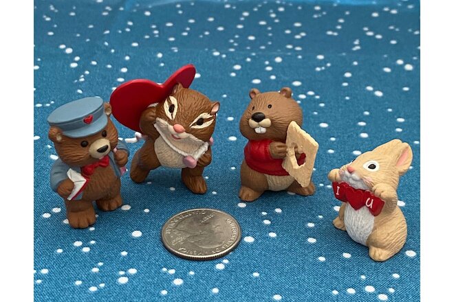 Hallmark Merry Miniatures, 1994 Valentine’s Day Animal Figures, Bear, Beaver,etc