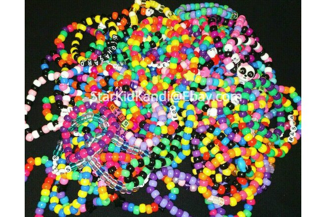 24 Handmade Kandi Bracelets EDM EDC Festival Rave Dance Rainbow FREE SHIPPING