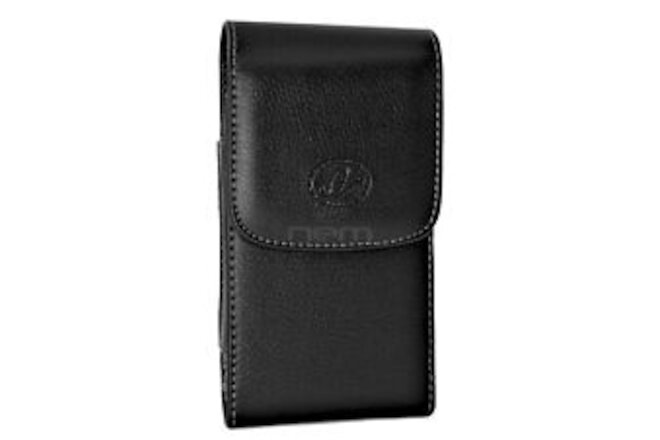 Black Vertical Leather Case w/ Belt Clip Side Pouch Holster 5.5 x 2.9 x 0.4 inch