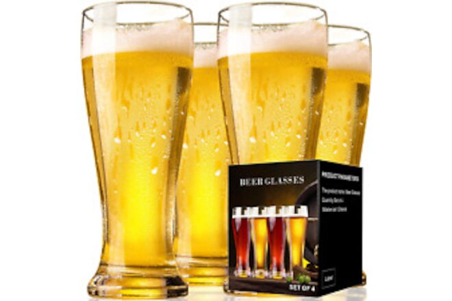 4 Beer Glasses 16 Oz Pint Glasses Pilsner Wheat Beer Glassware Gift For Men