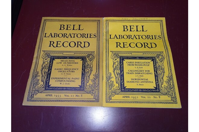 2 Western Electric Bell Laboratories Record Issues, 1932 and 1933