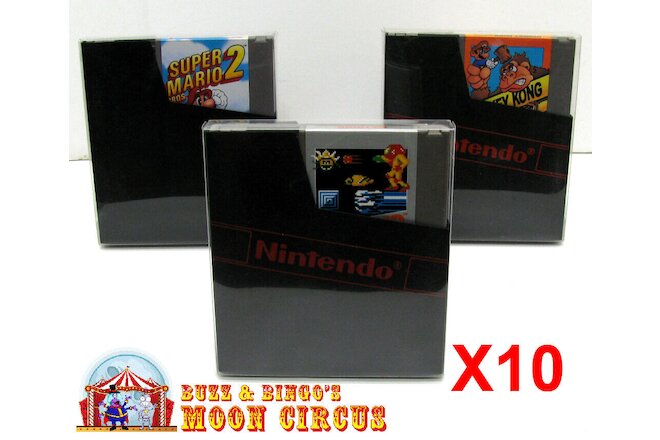 10x NINTENDO NES GAME CARTRIDGE - CLEAR PROTECTIVE BOX PROTECTOR SLEEVE CASE