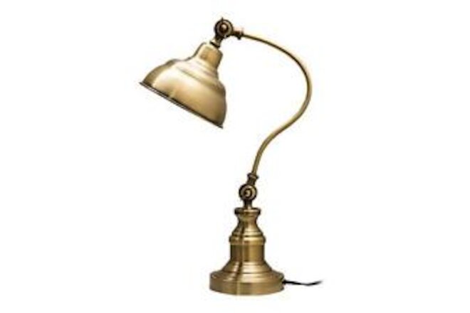 Brass Desk Lamp Adjustable Table Lamp Vintage Task Lamp with Rotary Shade A...