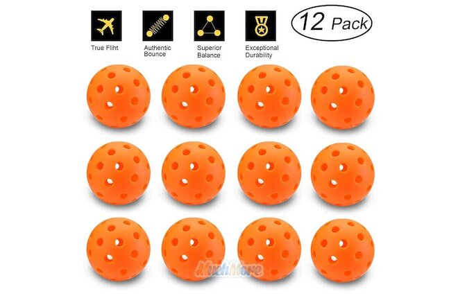 40 Holes Pickleball Balls Set of 12 Indoor True Flight USAPA Approved Orange