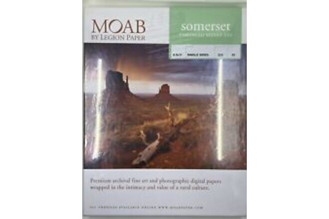 Moab SOMERSET Enhanced velvet 225gm  8”x11” Fine Art Paper NEW UNOPENED BOX 25
