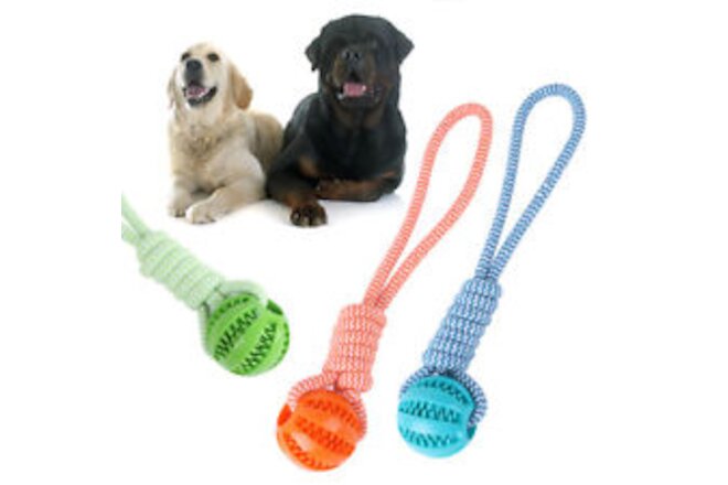 Pets Squeaky Rubber Ball Interactive Rope Knot Dogs Cats Chewing Toy Puppy Toys