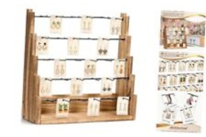 Earring Display for Selling, Solid Wood Jewelry Display for Carbonized Brown