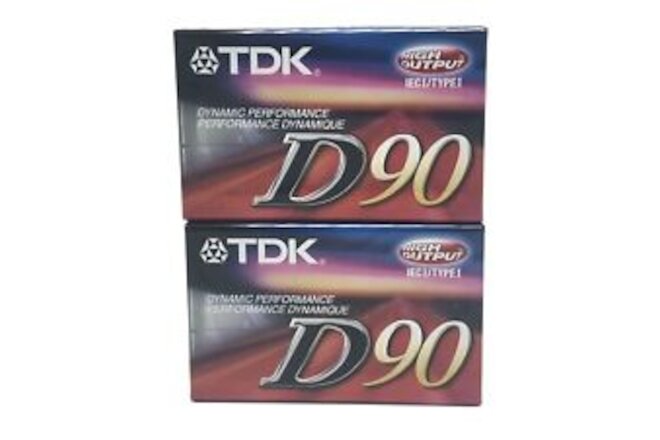 Lot of 2 New TDK D90 Blank Audio Cassette Tapes IEC I/Type 1 High Output 