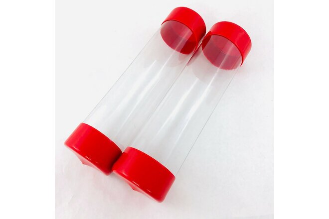 2 Pack 3" OD Clear Plastic Tube 12" Long w Red Vinyl Caps, Packing Shipping