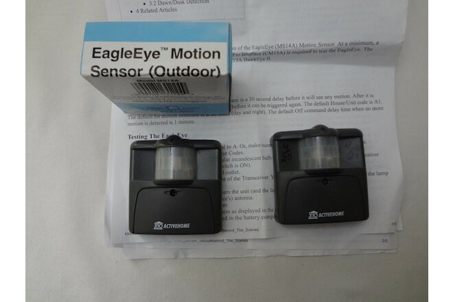 **Lot of 2**  1 New X-10 PowerHouse Eagle Eye Motion Detector MS14A