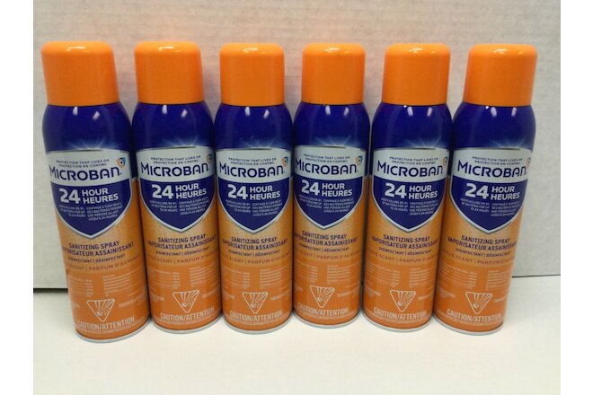 Microban 24 Hour Citrus Scent Disinfectant Sanitizing Spray ~ 15oz ~ 6 Cans