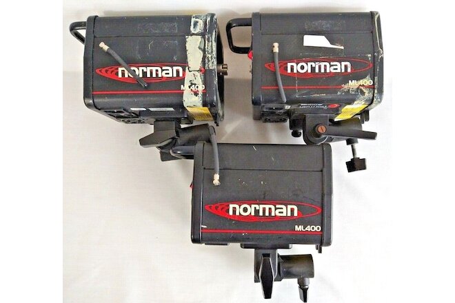 LOT OF 3 Norman ML400R Monolights 400 W/s AS-IS / FOR PARTS AND/OR REPAIR