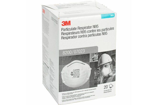 3M 8200 / 07023 N95 Particulate Respirator 1-Box / 20 Disposable Masks EXP 01/27