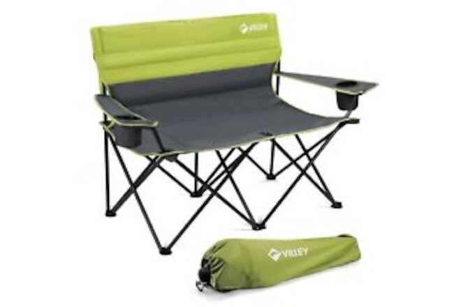 VILLEY Double Camping Chair, Extra Wide Loveseat, Heavy Duty Padded Camping C...