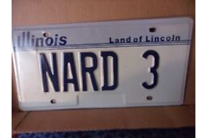 ILLINOIS Land of Lincoln NARD 3 Vanity Personalized License Plate Expired
