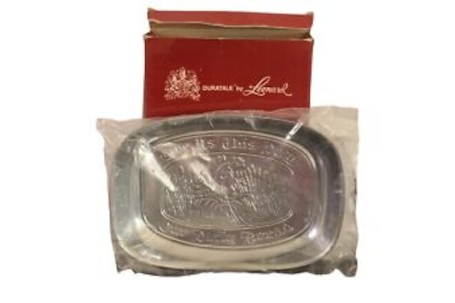 NOS Pewter Bread Tray Duratale By Leonard Give Us This Day