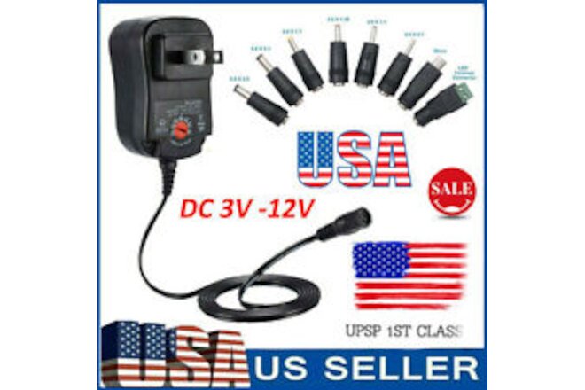 12W 3V-12V Universal AC Adapter Power Supply Wall Charger Cord for DC Charger US
